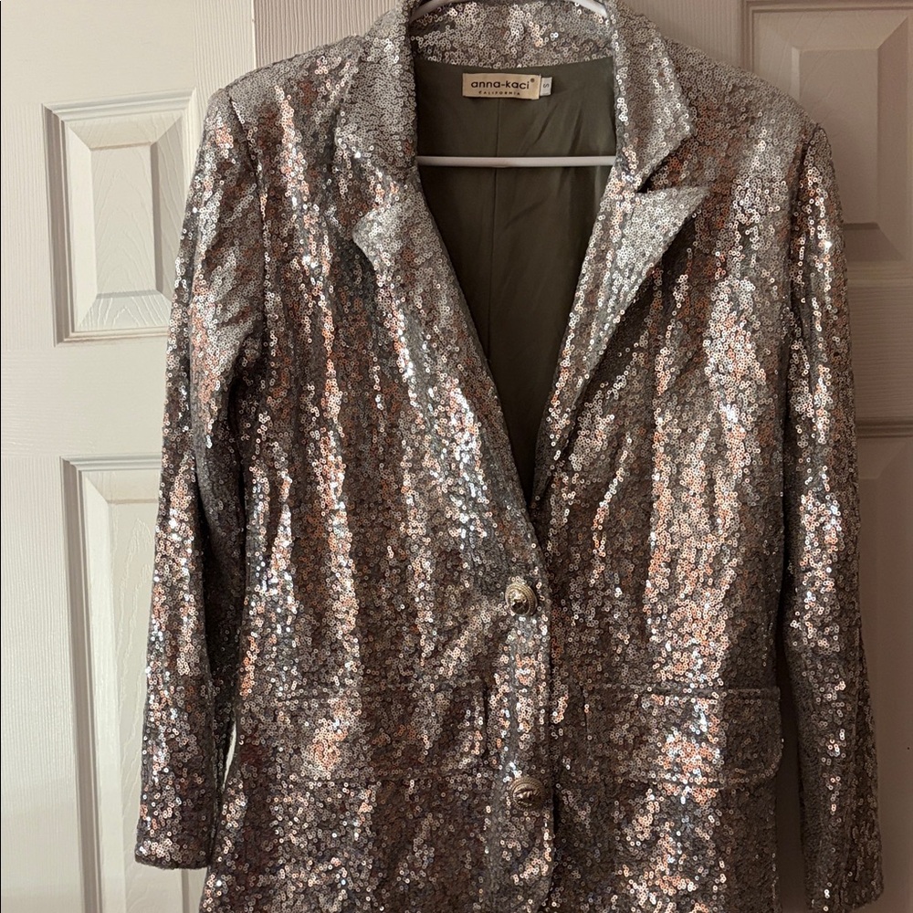 Anna-Kaci Silver Sequin Blazer